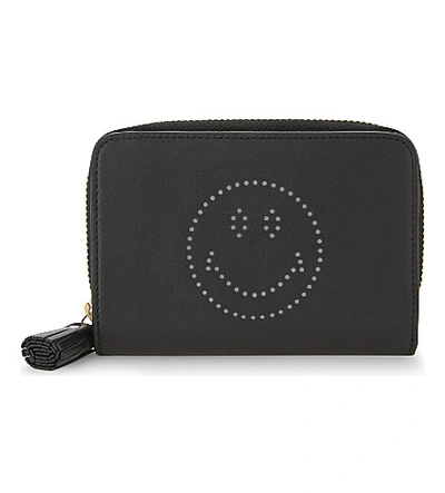 Anya Hindmarch Smiley Face Leather Purse In Black