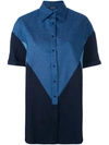 NEIL BARRETT colour block denim shirt,NCM174VE153C12094308