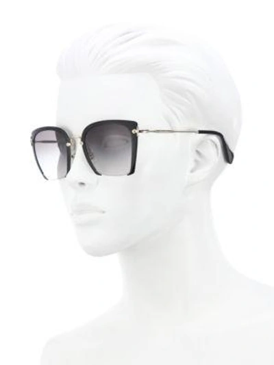 Shop Miu Miu 52mm Semi-rimless Acetate & Metal Square Sunglasses In Beige