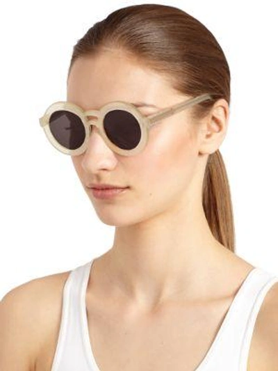 Shop Karen Walker Joyous Plastic Round Sunglasses/gold Mirror