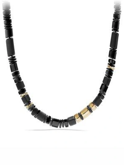 Shop David Yurman Nevelson Bead Necklace With Black Onyx In 18k Gold In Black-gold
