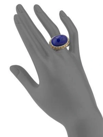 Shop John Hardy Batu Dot Lapis Lazuli, 18k Yellow Gold & Sterling Silver Dome Ring In Blue