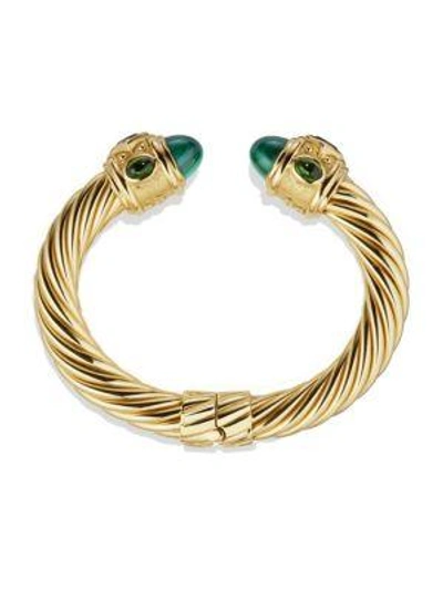 Shop David Yurman Renaissance Bracelet With Malachite And Green/chrome Diopside In 18k Gold In Gold-green