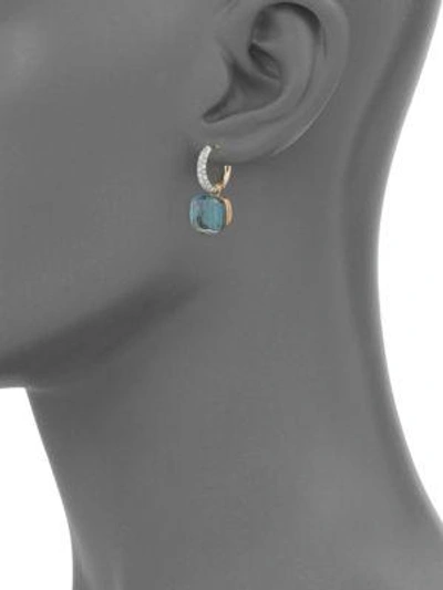 Shop Pomellato Nudo Blue Topaz, Diamond & 18k Rose Gold Leverback Earrings