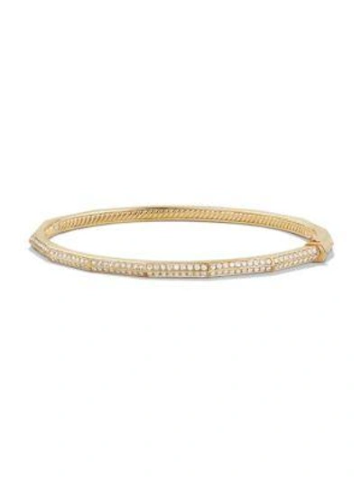 Shop David Yurman Women's Stax Single Row Faceted Bracelet With Diamonds In 18k Yellow Gold