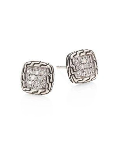 Shop John Hardy Women's Classic Chain Diamond & Sterling Silver Stud Earrings