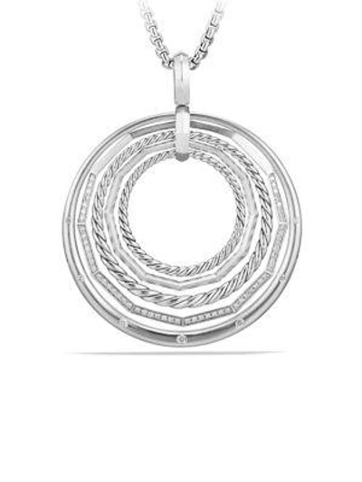 Shop David Yurman Women's Stax Sterling Silver Large Pendant Necklace With Diamonds