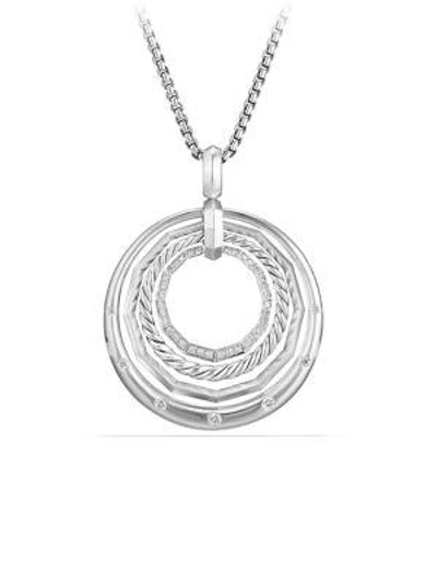 Shop David Yurman Women's Stax Medium Pendant Necklace With Diamonds In Silver