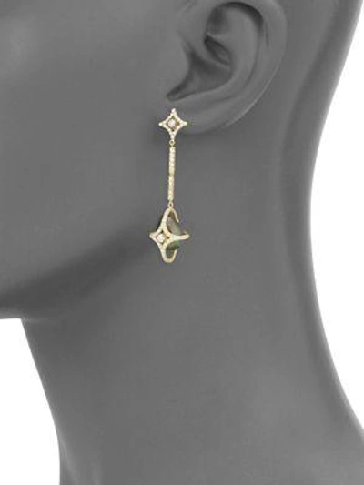 Shop Jordan Alexander Diamond, 10mm Tahitian Pearl & 18k Yellow Gold Caged Drop Earrings In Gold-green