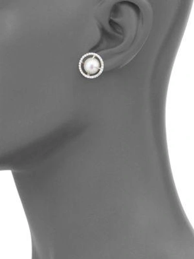 Shop Jordan Alexander 10mm Sliced Round Freshwater Pearl, Diamond & 18k White Gold Stud Earrings