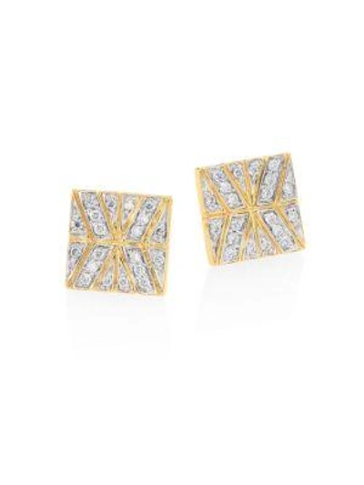 Shop John Hardy Modern Chain Diamond & 18k Yellow Gold Stud Earrings