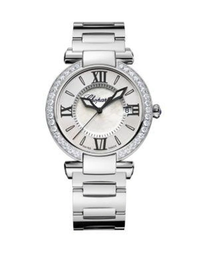 Shop Chopard Women's Imperiale Stainless Steel, Diamond & Mother-of-pearl Bracelet Watch In Silver