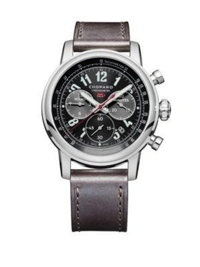 Shop Chopard Mille Miglia 2016 Race Edition Stainless Steel & Leather-strap Chronograph Watch In Grey