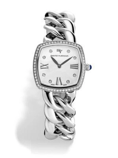 Shop David Yurman Albion 27mm Stainless Steel Quartz Watch With Diamonds In Silver