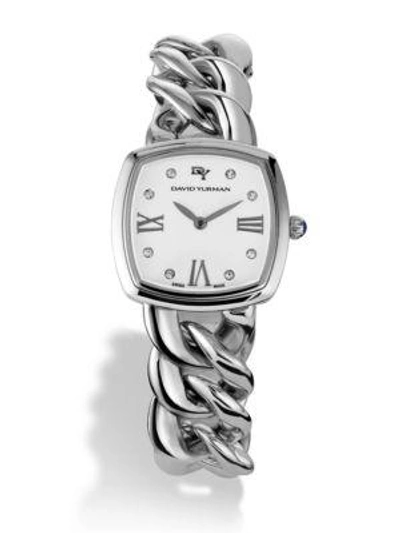 Shop David Yurman Albion 27mm Stainless Steel Quartz Watch With Diamonds In Silvertone
