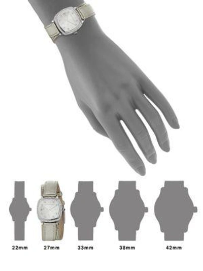 Shop David Yurman Albion 27mm Metallic Leather Swiss Quartz Watch With Diamonds In Grey