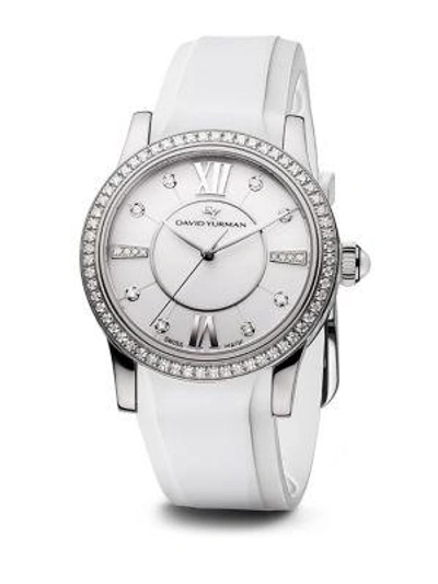 Shop David Yurman Women's Classic 34mm Rubber Swiss Quartz Watch With Diamonds In White