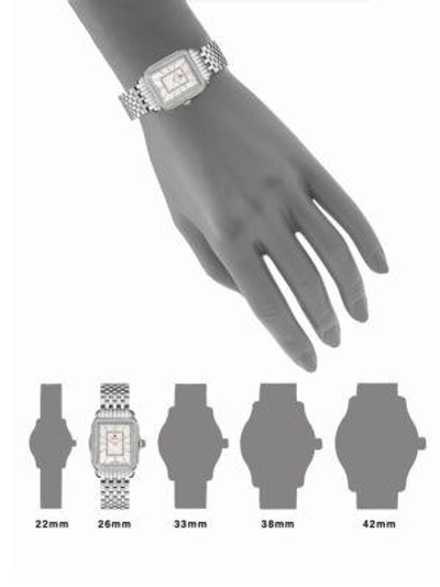 Shop Michele Watches Women's Deco Ii 16 Diamond, Mother-of-pearl & Stainless Steel Bracelet Watch In Silver