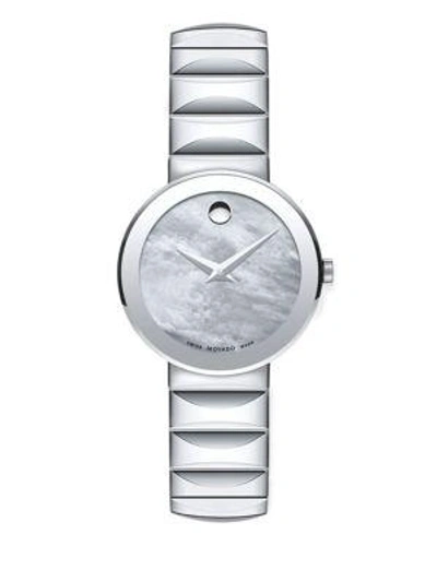 Shop Movado Sapphire Stainless Steel Bracelet Watch In Silver