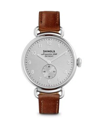 Shop Shinola Runwell Dark Cognac Aniline Latigo Leather Strap Watch