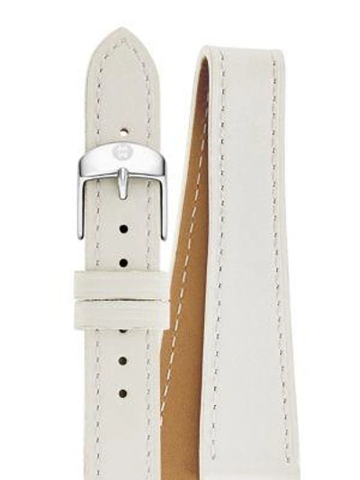 Shop Michele Watches Leather Watch Strap/18mm In White