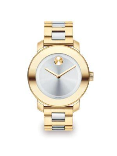 Shop Movado Women's Bold Two-tone Ip Stainless Steel Bracelet Watch/36mm In Silver Gold