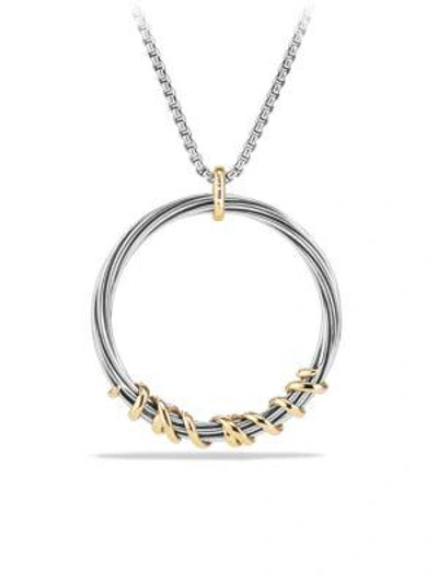 Shop David Yurman Helena Large Pendant Necklace With Diamonds And 18k Gold In Silver-gold