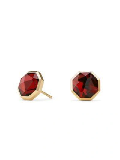 Shop David Yurman Guilin Octagon Earrings With Garnet In 18k Gold