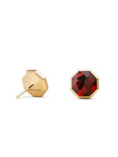 Shop David Yurman Guilin Octagon Earrings With Garnet In 18k Gold