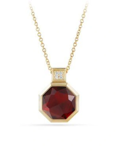 Shop David Yurman Guilin Octagon Pendant Necklace With Garnet And Diamonds In 18k Gold