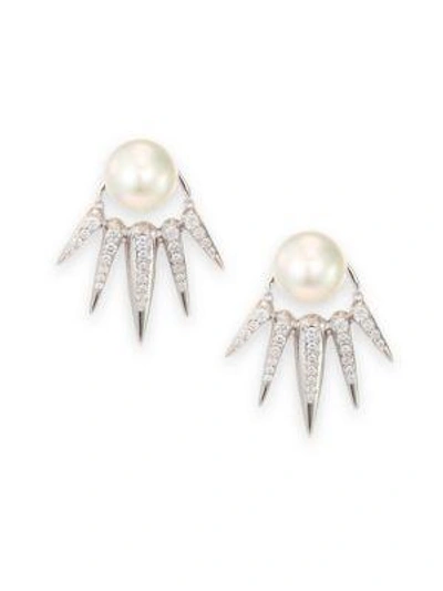 Shop Nikos Koulis Women's Spectrum 16mm White Tahitian Pearl & Diamond Ear Jacket & Stud Earrings Set In White Gold
