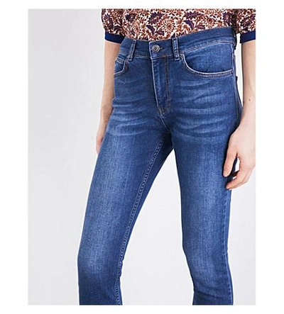 Shop Whistles Skinny Mid-rise Stretch-denim Jeans In Blue