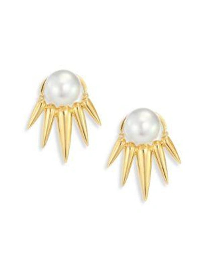 Shop Nikos Koulis Women's Spectrum 16mm White Tahitian Pearl & 18k Yellow Gold Ear Jacket & Stud Earrings Set