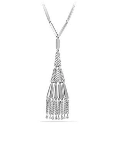 Shop David Yurman Women's Stax Fringe Necklace With Diamonds In Silver