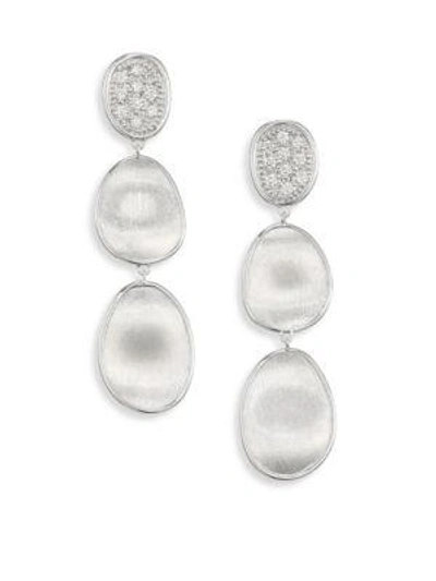 Shop Marco Bicego Lunaria Small Diamond & 18k White Gold Triple Drop Earrings
