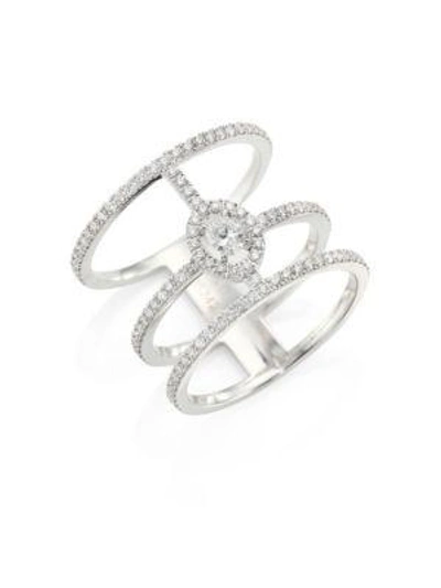 Shop Messika Glam'azone Three-row Diamond & 18k White Gold Ring