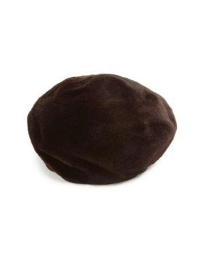 Shop The Fur Salon Women's Sheared Mink Beret In Brown