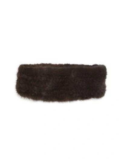 Shop The Fur Salon Mink Fur Headband In Mahogany