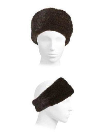 Shop The Fur Salon Mink Fur Headband In Mahogany