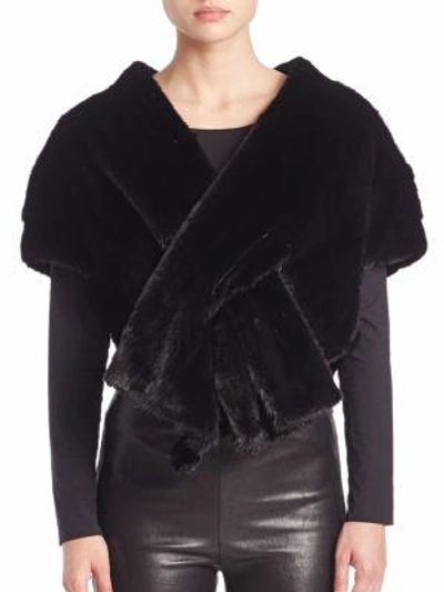 Shop Carmen Marc Valvo Mink Fur Stole In Black