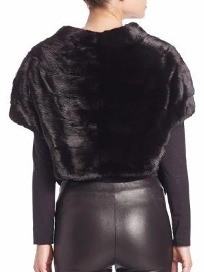 Shop Carmen Marc Valvo Mink Fur Stole In Black