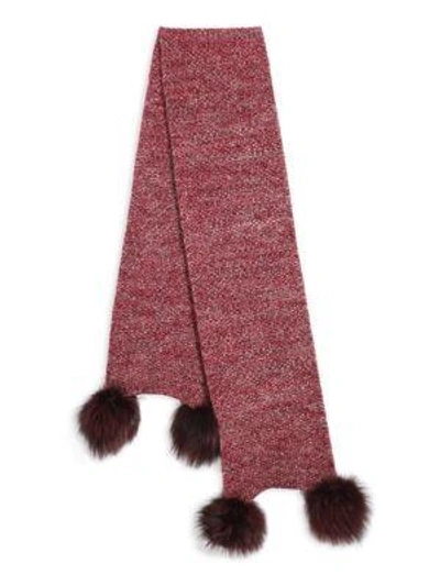 Shop Portolano Fox Fur Pom-pom & Cashmere Scarf In Ash Red