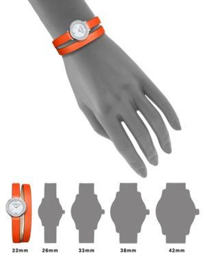 Shop Baume & Mercier Women's Petite Promesse Diamond, Stainless Steel & Wraparound Leather Strap Watch In Orange