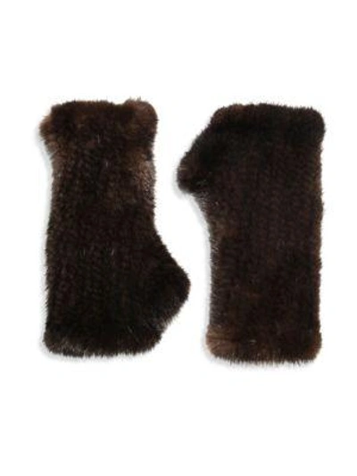 Shop Surell Fingerless Mink Gloves In Brown