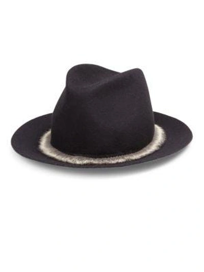 Shop Lola Hats Unibrow Wool & Rabbit Felt Fedora In Charcoal