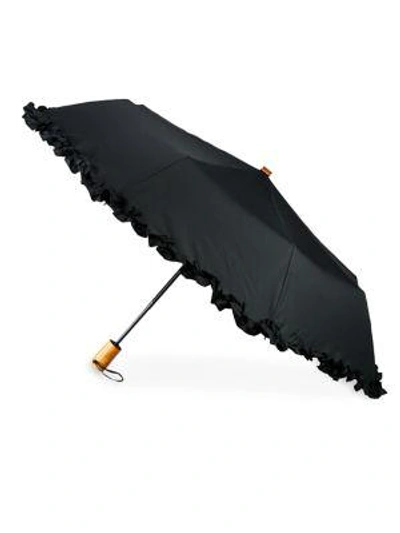 Shop Saks Fifth Avenue Ruffled Automatic Umbrella In Black
