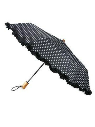 Shop Saks Fifth Avenue Ruffled Automatic Umbrella In Black White
