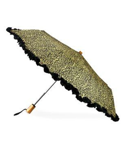 Shop Saks Fifth Avenue Ruffled Automatic Umbrella In Leopard