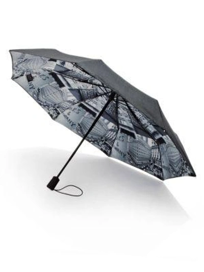 Shop Saks Fifth Avenue Women's Saks-printed Lining Umbrella In Grey