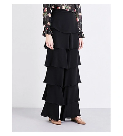 Shop Vilshenko Harriet Tiered Silk Trousers In Black